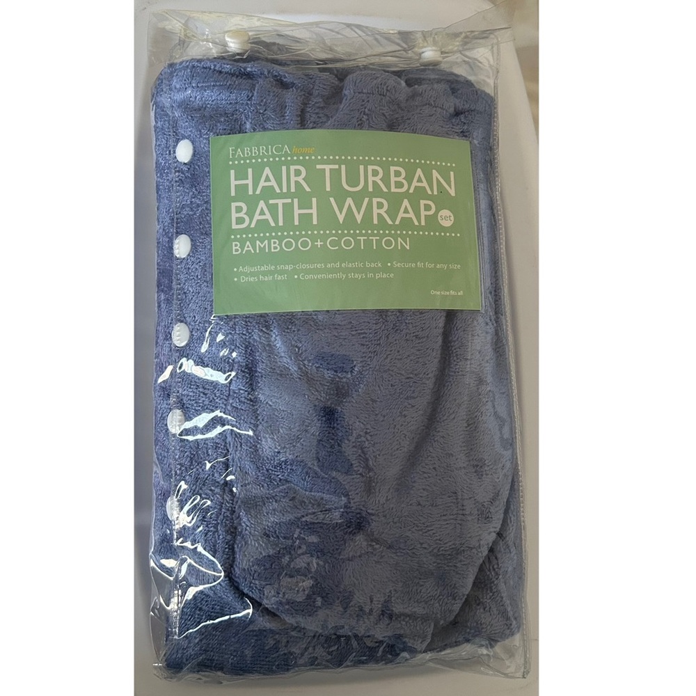 Fabbrica Blue Hair Turban and Body Bath Wrap (2pc set)